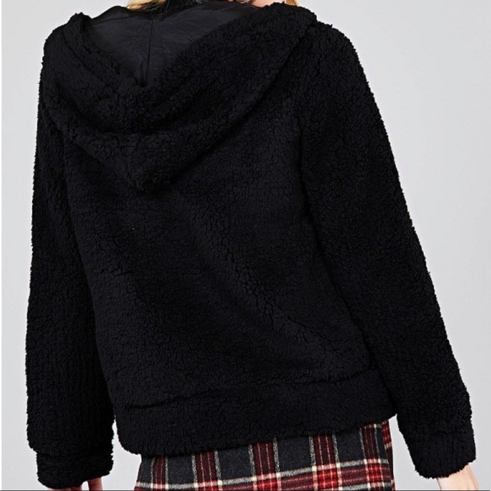 Cozy soft teddy fur hoodie faux fur zip-up jacket - Picture 4 of 5